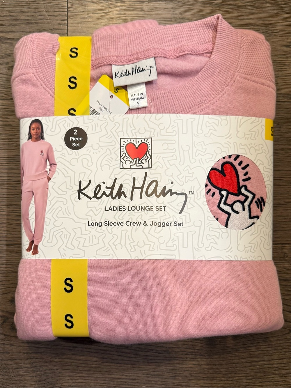 Keith Haring Pink Long Sleeve Crew & Jogger Lounge Set